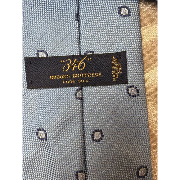 Brooks Brothers 346 Men’s Tie Geometric Blue pure Silk Made in USA Necktie - Picture 3 of 7
